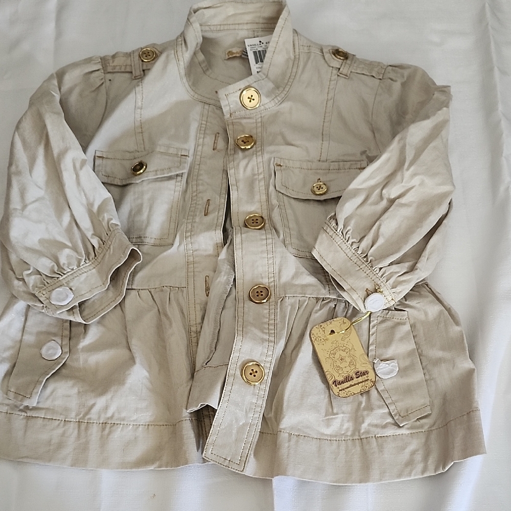 Vanilla Star Cream /gold ,cropped Jean Jacket Sz M. NWT